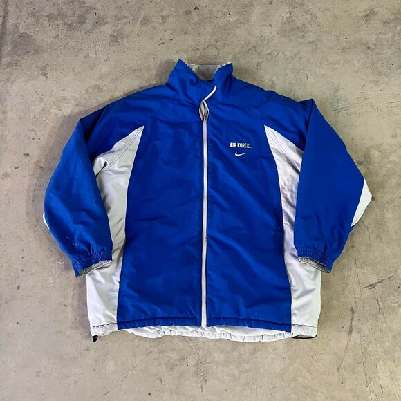 Nike Air Force REVERSIBLE vintage puffer jacket in white & blue jacket Mens XXL - Picture 1 of 2